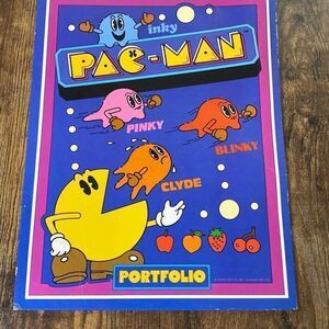 NOS UNUSED PAC MAN mead portfolio pocket folder 1980